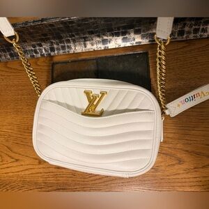 SOLD Louis Vuitton White Quilted Crossbody Bag with Gold Chain